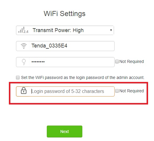 tenda ac1200 default password